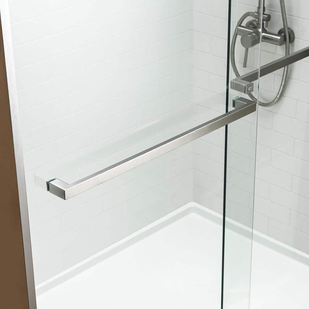 WoodBridge 44-48" W x 80" H Double Sliding Semi- Frameless Shower Door with 5/16"(8mm) Clear Tempered Glass SURFK-4880--BN