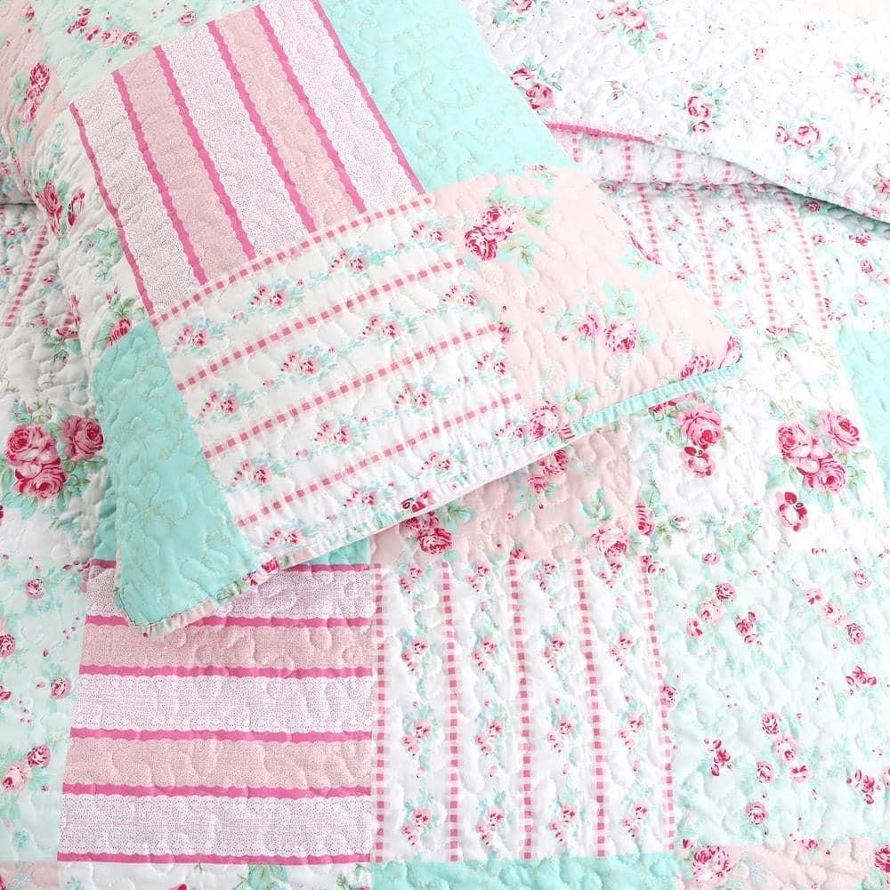 Cozy Line Home Fashions Azalea Floral Chintz PaisleyMicrofiber Reversible Quilt Bedding Set Coverlet, Bedspread, Pink Rose, 3-Piece King Set