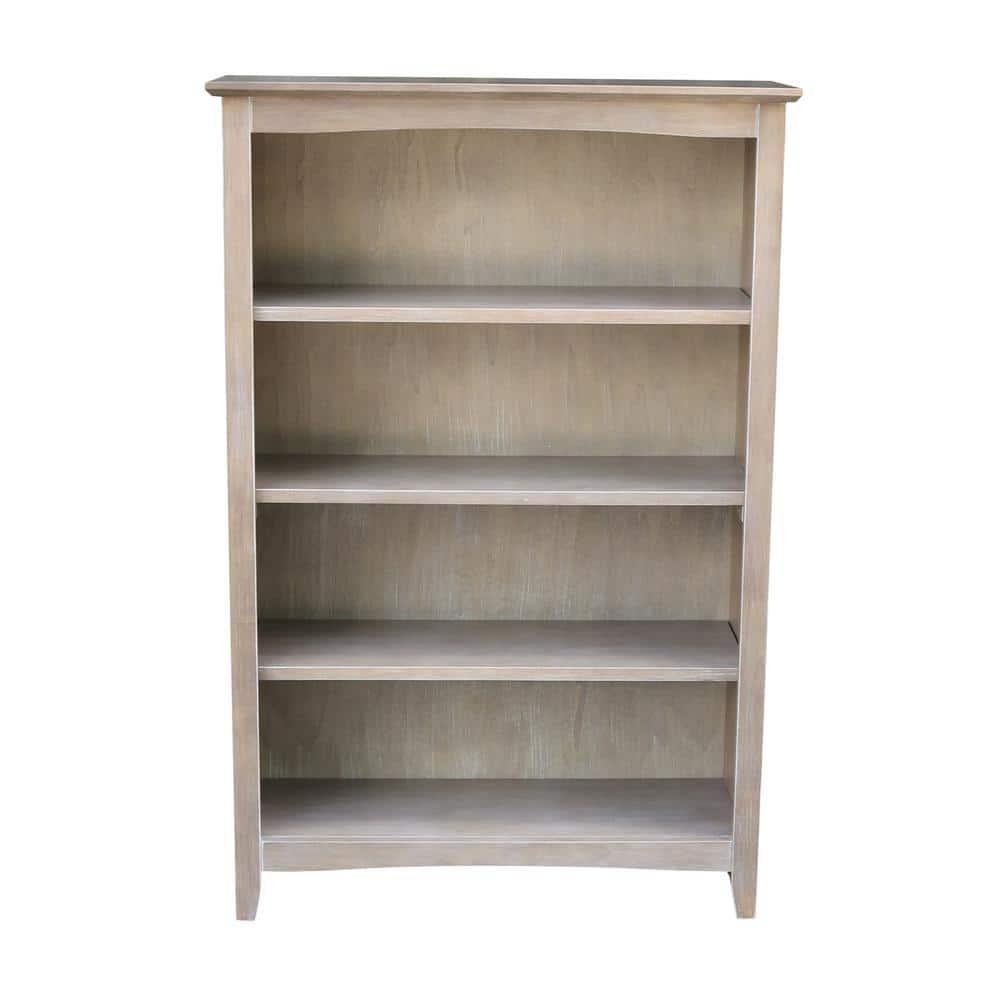 48" Shaker Bookshelf Washed Gray/Taupe - International Concepts: Solid Wood, 3-Shelf Storage
