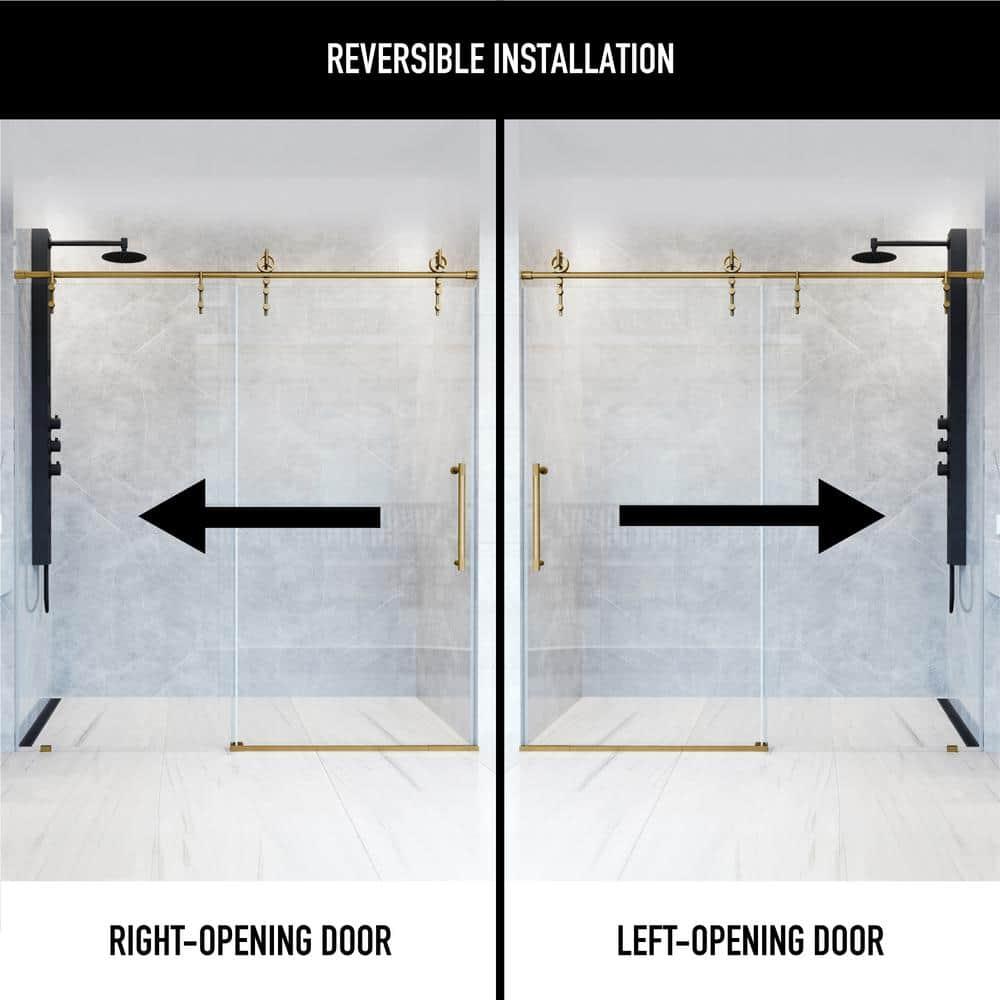 Hamilton 56-60" W x 78" H Sliding Frameless Shower Door with 3/8" Clear Glass