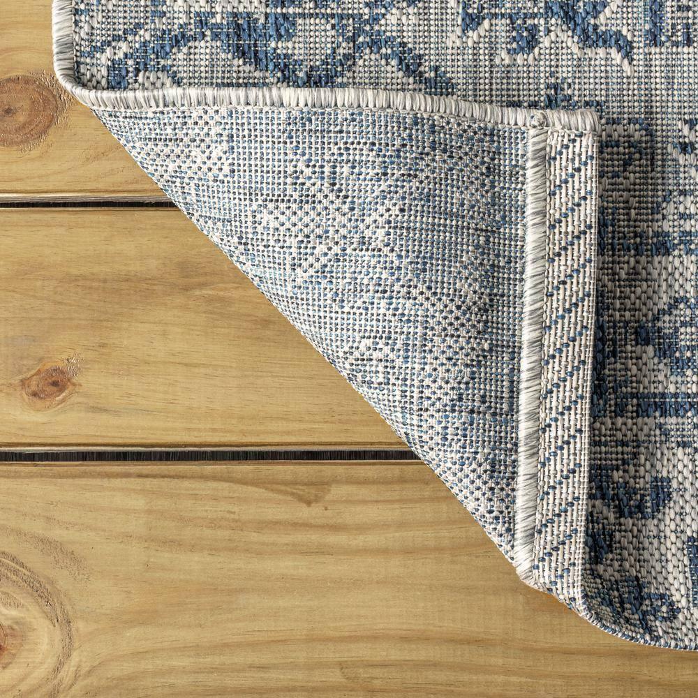 JONATHAN Y Estrella Bohemian Medallion Textured Weave Navy/Gray 9' Round Indoor/Outdoor Area Rug