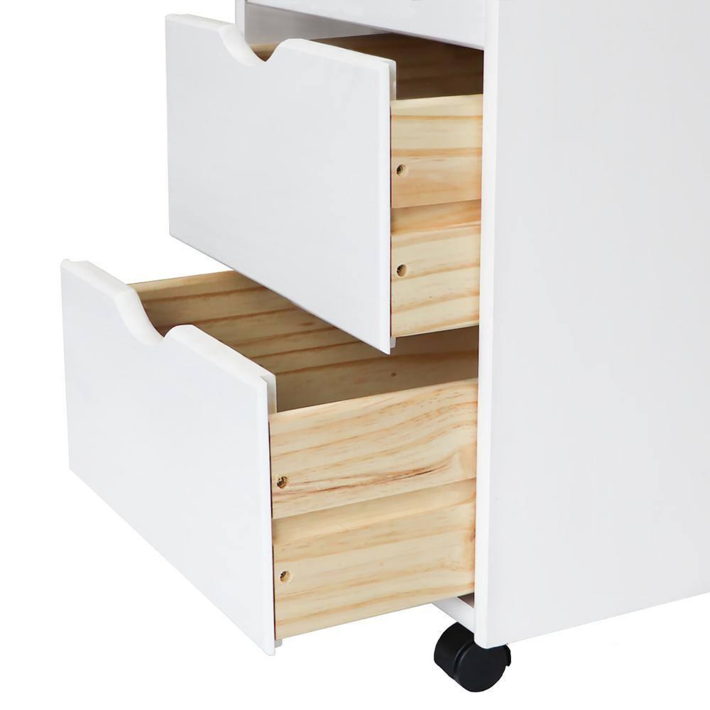 Adeptus Solid Wood   6+2 Drawer Wide Roll Cart - White