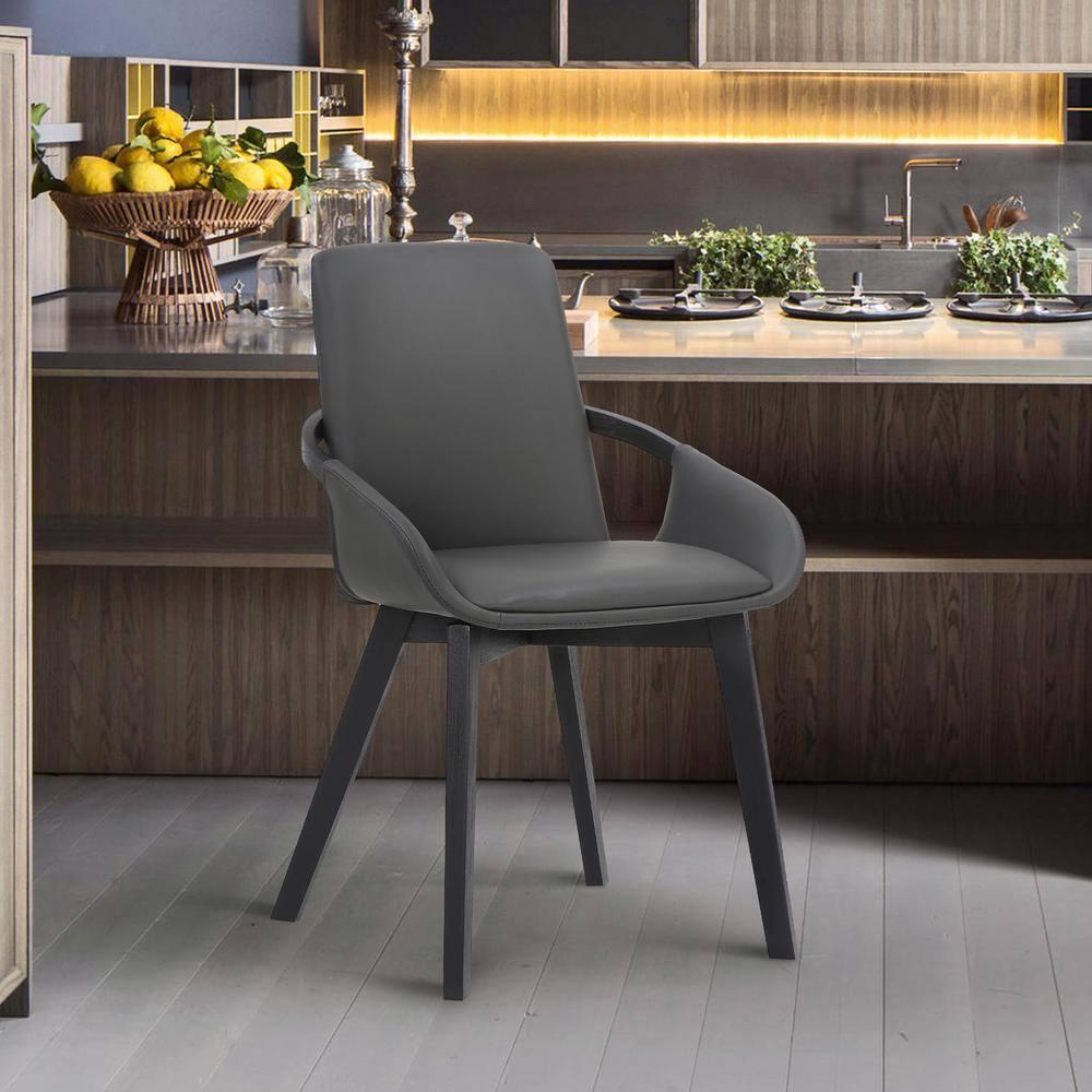 Greisen Faux Leather Wood Dining Chair Gray - Armen Living