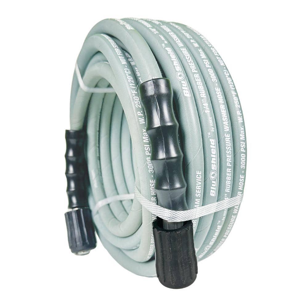 BluShield 1/4" Gray Polyester Braided Rubber Pressure Washer Hose, 25 ft