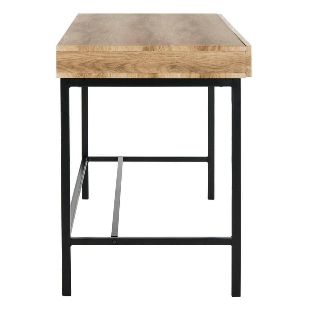 SAFAVIEH Patrick Mid-Century 2 Drawer Desk, Oak/Black