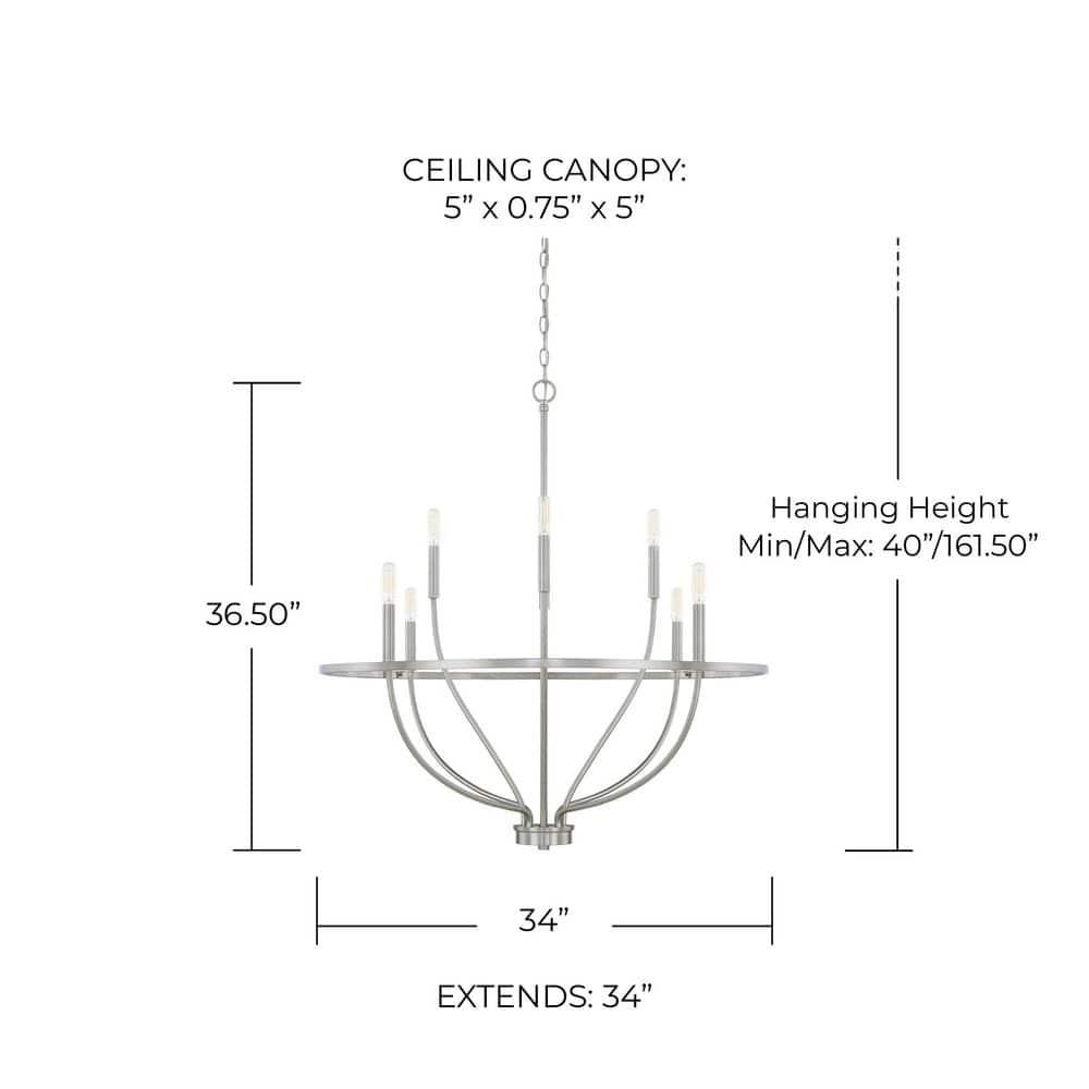 Capital Lighting 428581 Greyson 8 Light 34" Wide Taper Candle Chandelier - Nickel