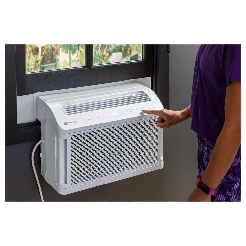 GE Profile ClearView 8300 BTU Smart Window Air Conditioner with Built-In Wi-Fi and Ultra-Quiet Operation for Medium Rooms (White)