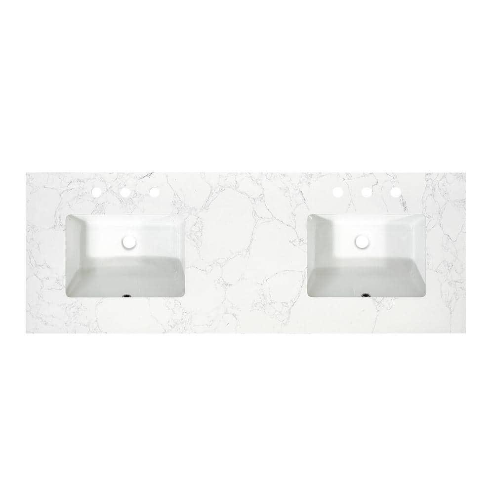 Ceres 61" Engineered Stone Double Bathroom Vanity Top with Sink