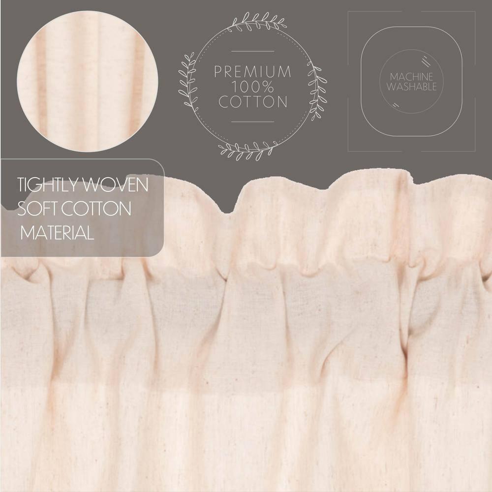 Natural Creme Cotton Linen Light-Filtering Prairie Curtain Panels
