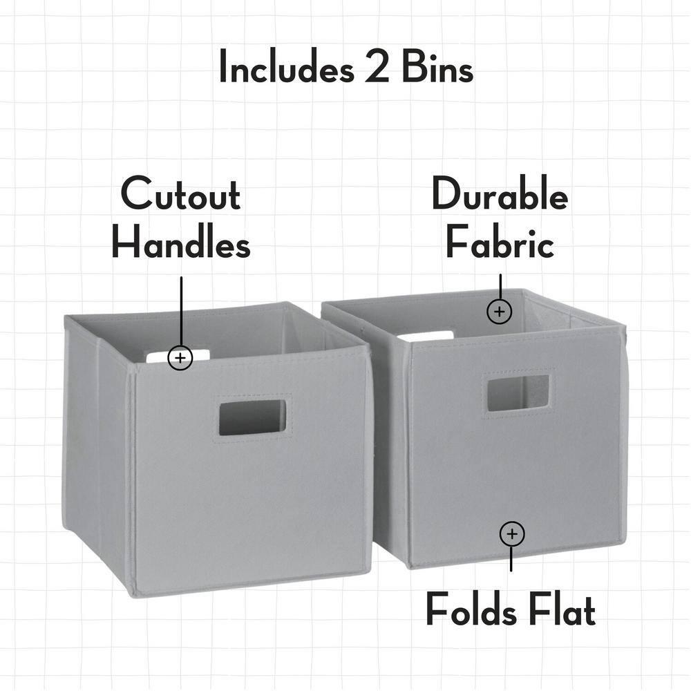 RiverRidge Kids Playroom Bookrack with 3 Toy Organizer Cubbies and 4 Book Shelves - White with 2 Gray Fabric Bins