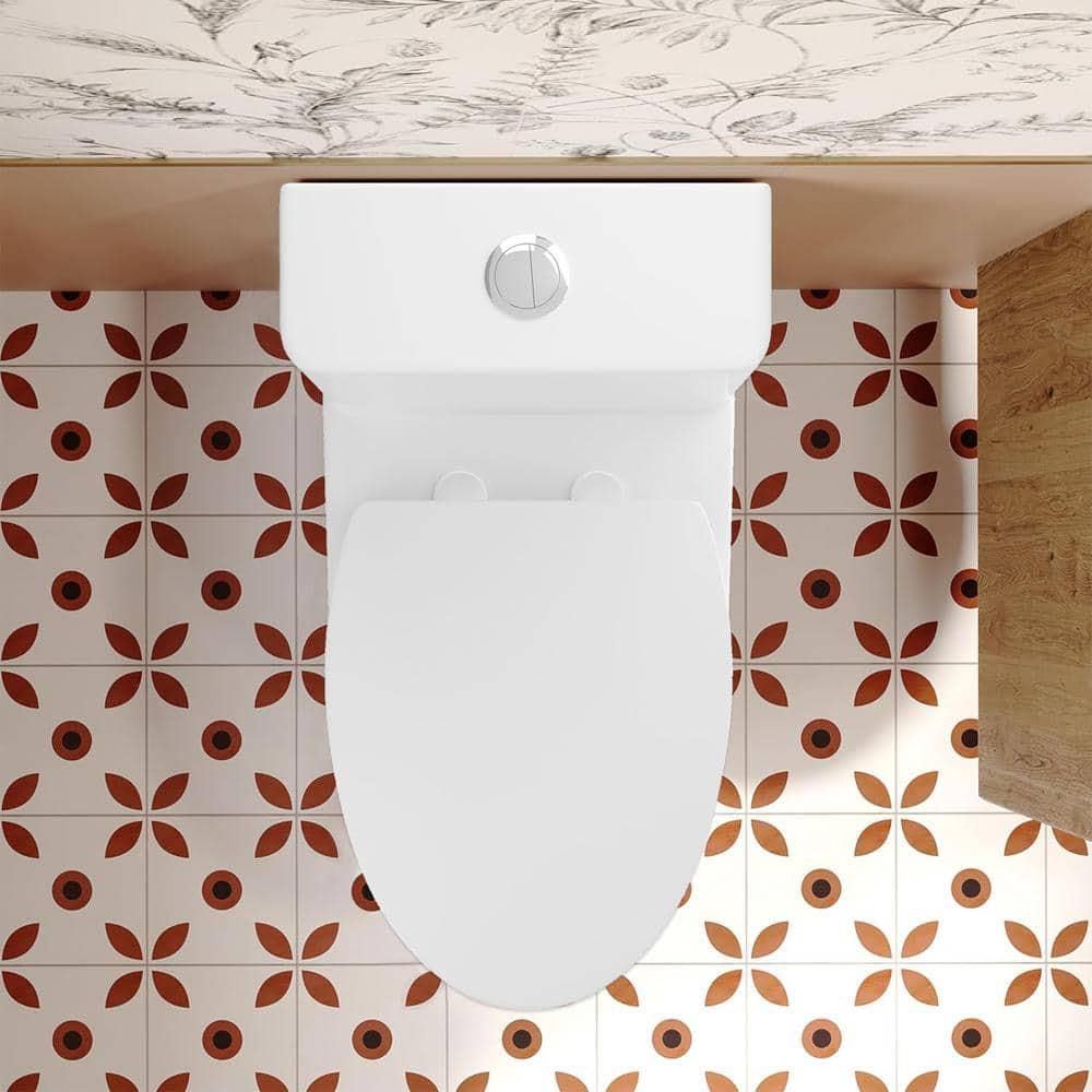 1.1/1.6 GPF Elongated Comfort Height Floor Mounted One-Piece Toilet, CUPC Certified, Watersense Cetified, Ceramic, White Color, Soft Close Seat T039WT