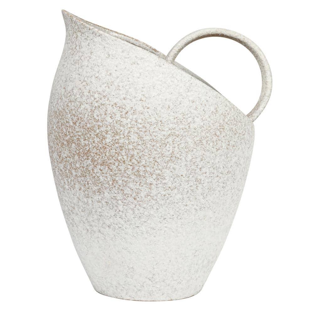 Bloomingville 9 Inches 82-Ounce Textured Stoneware Pitcher in Reactive Glaze, White