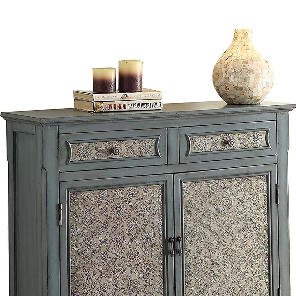 ACME Winchell Rectangular Console Table in Antique Blue