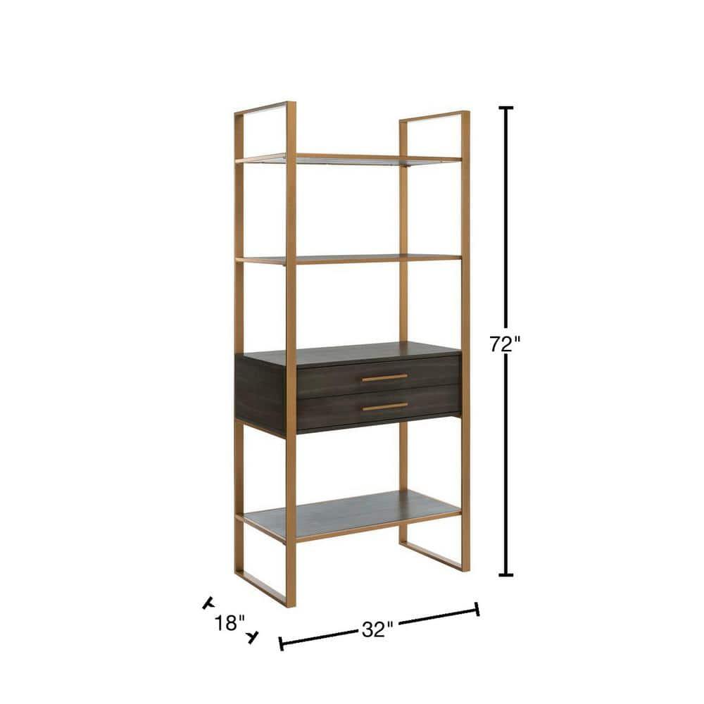 Skylar 4 Tier 1 Drawer Etagere - Gold / Grey - Safavieh