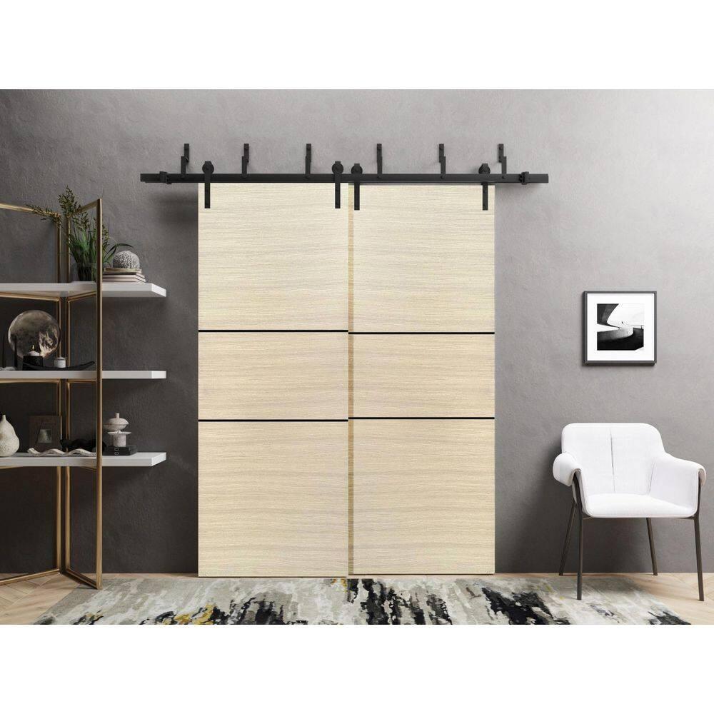 SARTODOORS 84'' Solid + Manufactured Wood Paneled Sliding Closet Doors
