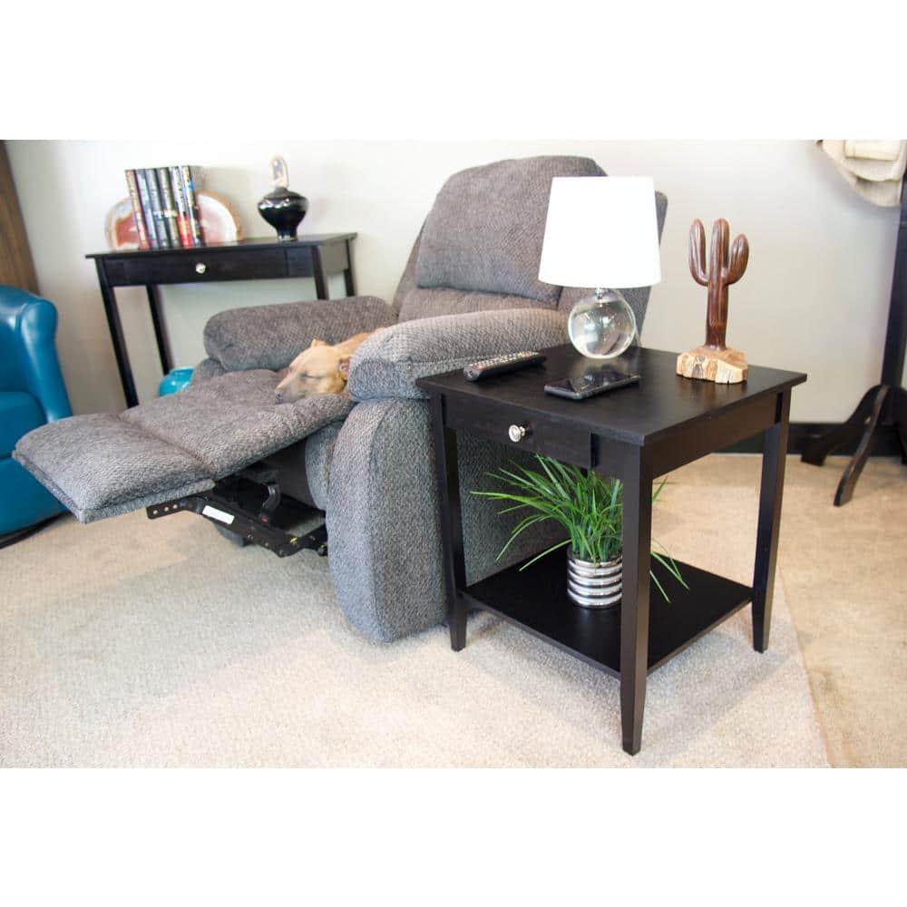 Casual Contemporary Living 2-Tier Solid Acacia End Table with Drawer - Black