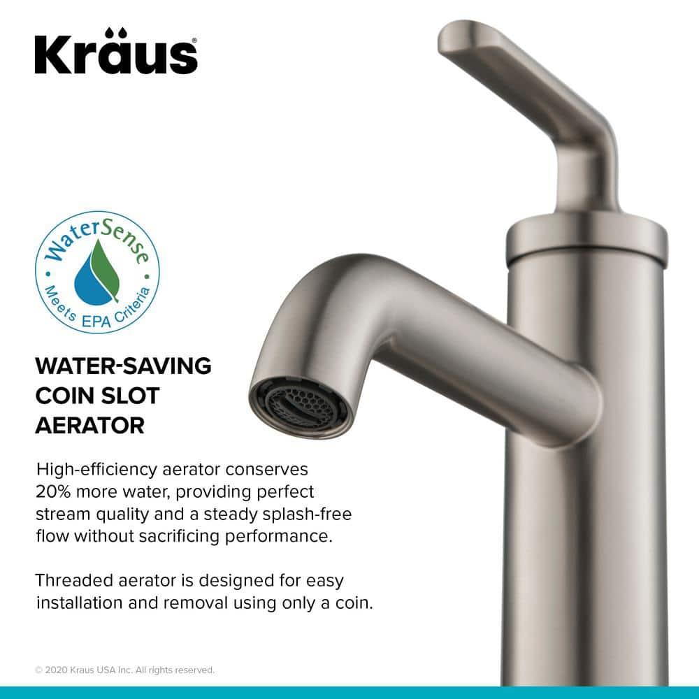 KRAUS Ramus Single Handle Bathroom Sink Faucet with Lift Rod Drain
