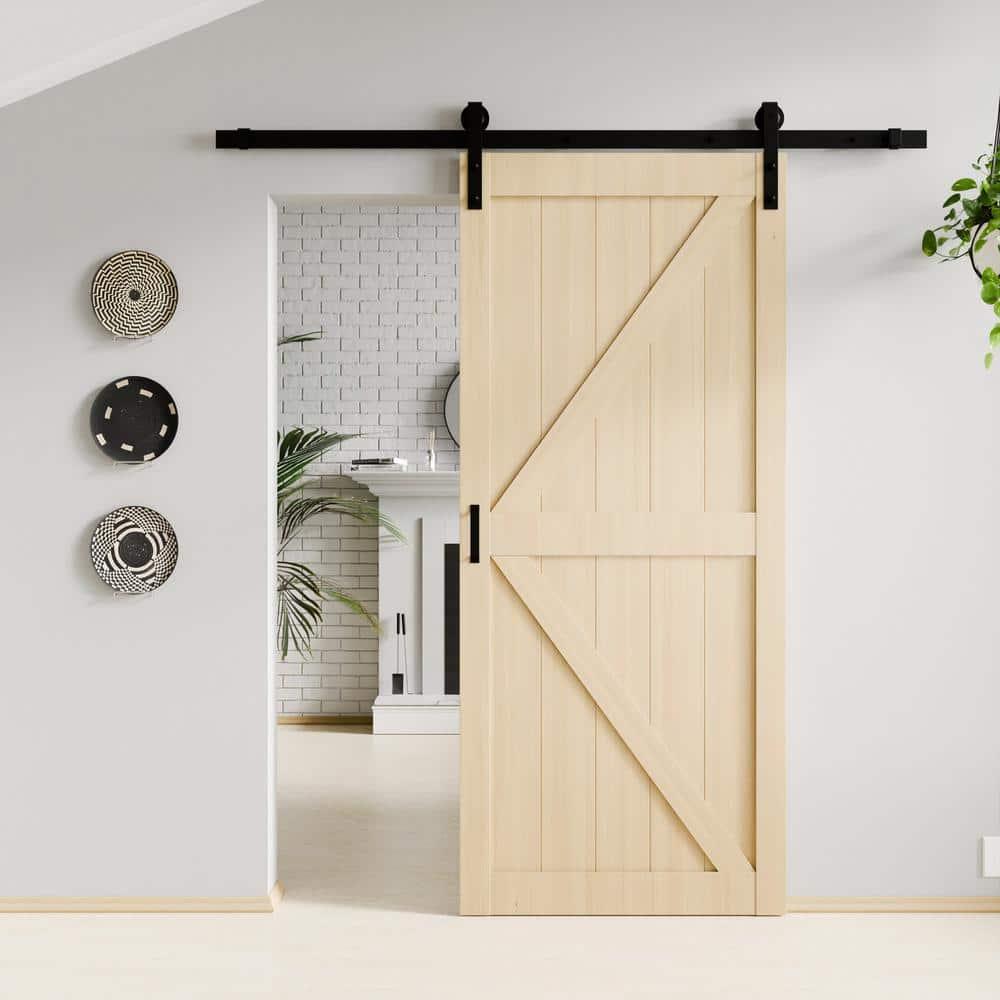 ANZZI ANZZI Heavy Duty Sturdy Wood Single Sliding Barn Door - Solid Core MDF And PVC - Knockdown Design - Hardware Included - Space-Saving Solution