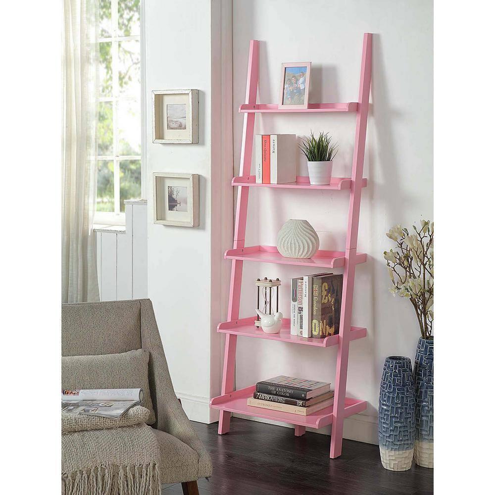 Convenience Concepts American Heritage Bookshelf Ladder, Light Pink
