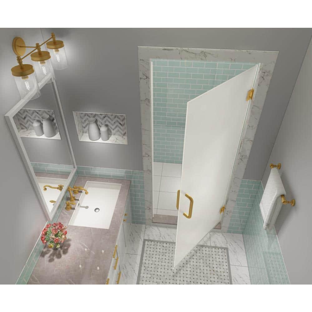 Aston Kinkade XL 29.75" - 30.25" W x 80" H Hinged Frameless Shower Door with Ultra-Bright Frosted Glass SDR997FRUW-BG-3080