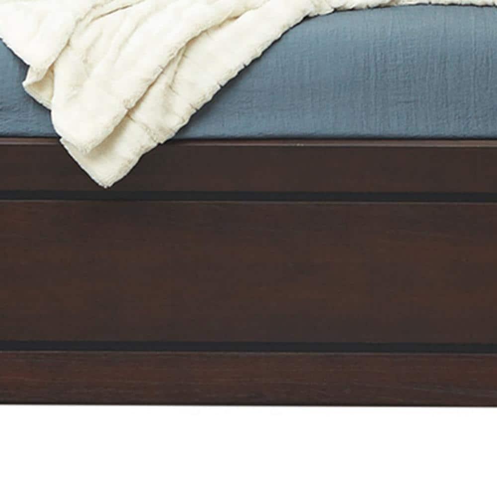 Benjara Queen Wood Panel Bedswith Headboard and Footboard, Brown