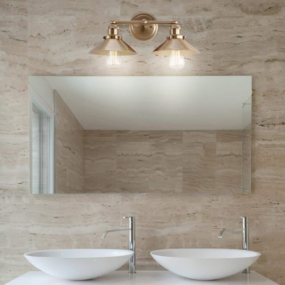 July 17.5" 2-light Metal Vanity Light, Brass Gold