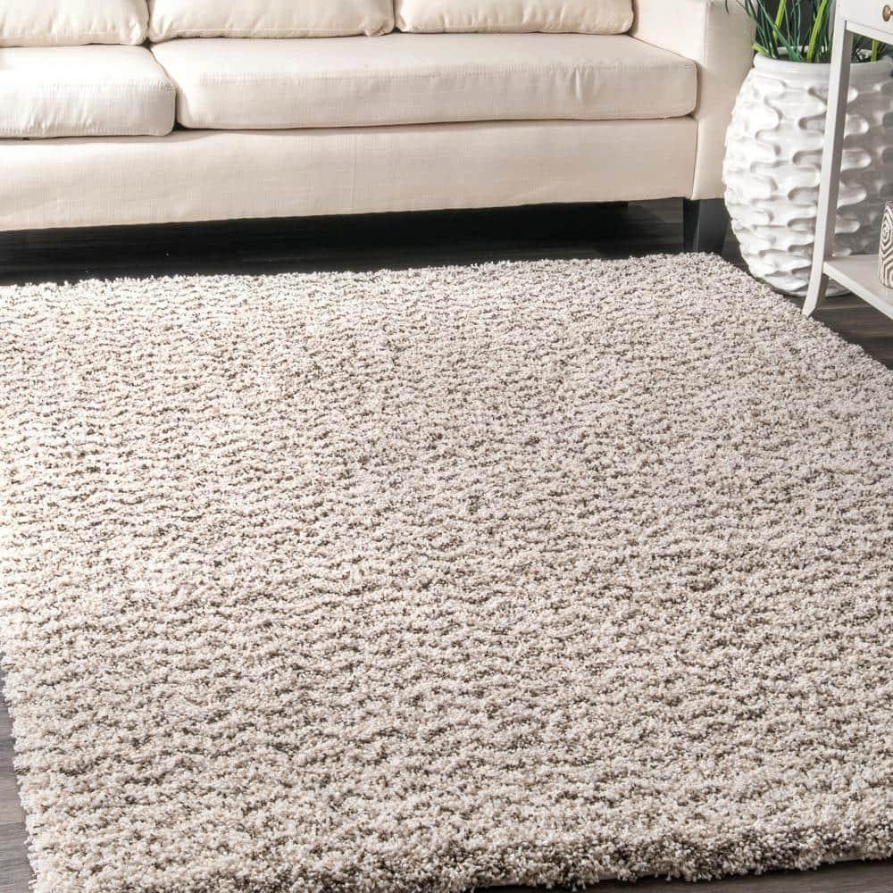 Cuellar Chevron Shag Ivory 9 ft. x 12 ft. Area Rug