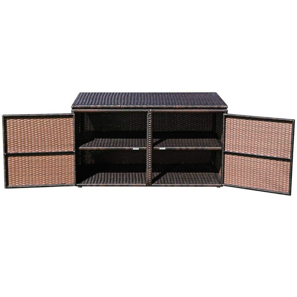 Kadyn 88 Gallon Garden Patio Rattan Storage Container Box-Brown