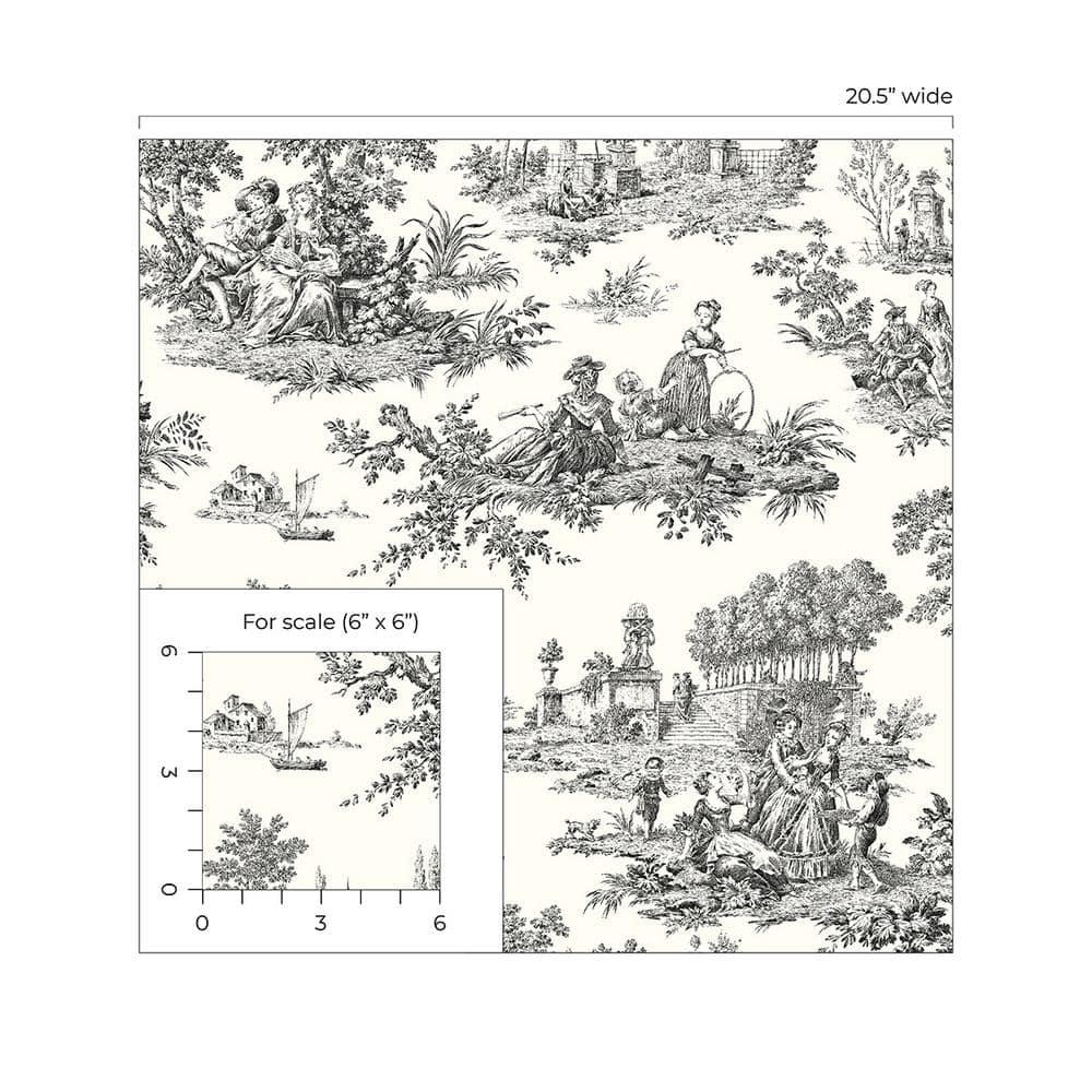 NextWall Inkwell Chateau Toile Peel and Stick Wallpaper
