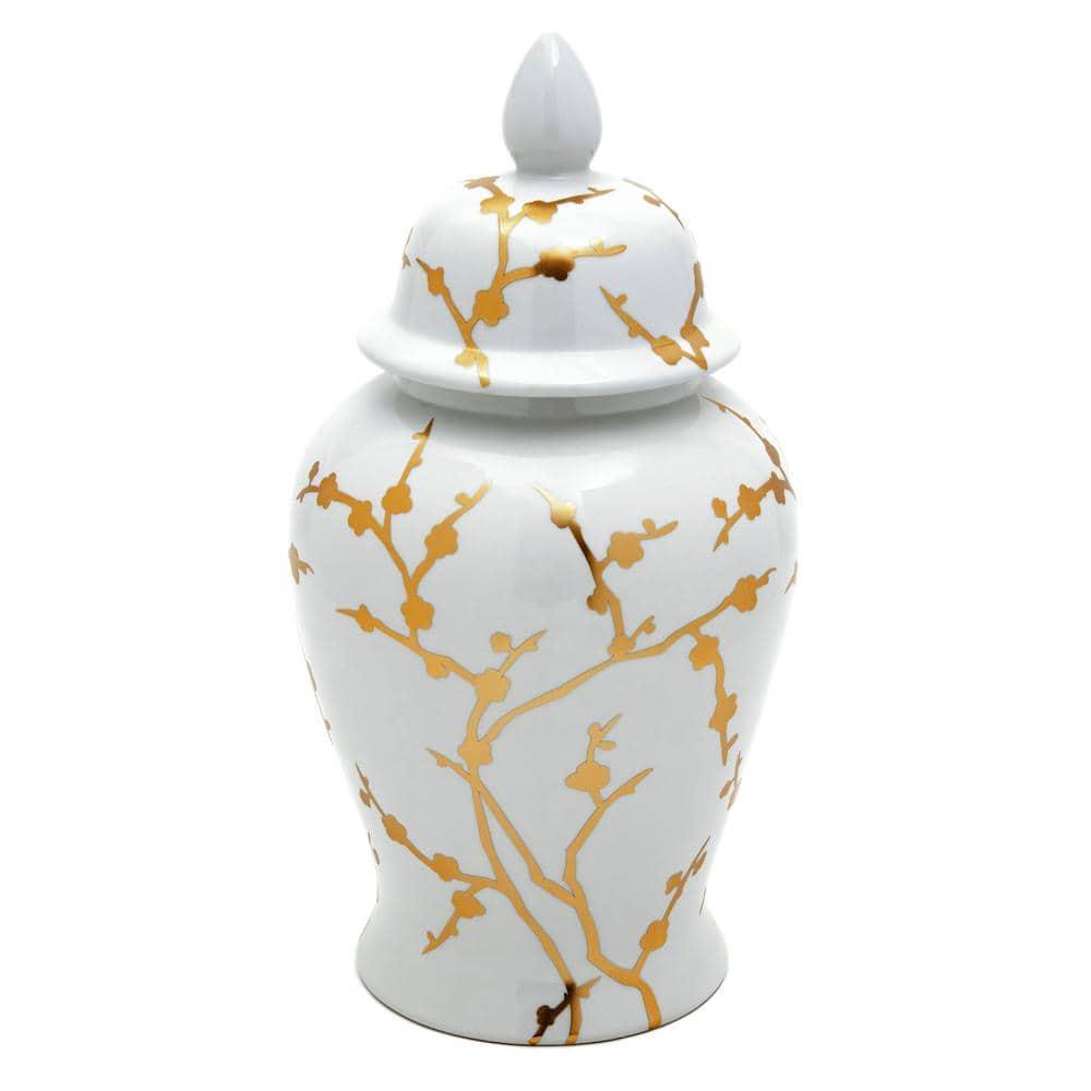 18" Silver Crackle Temple Jar