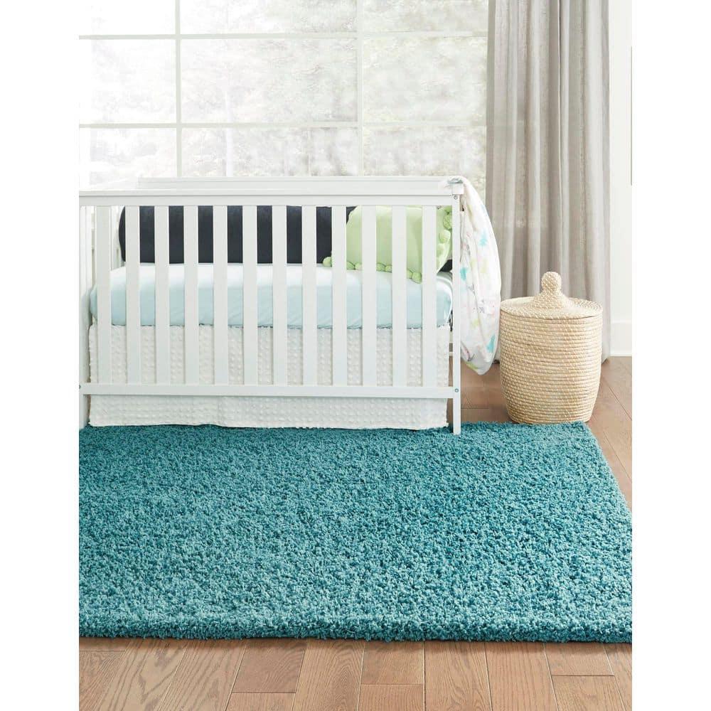 Unique Loom 8' 0 x 10' 0 Solid Shag Deep Aqua Blue Area Rug