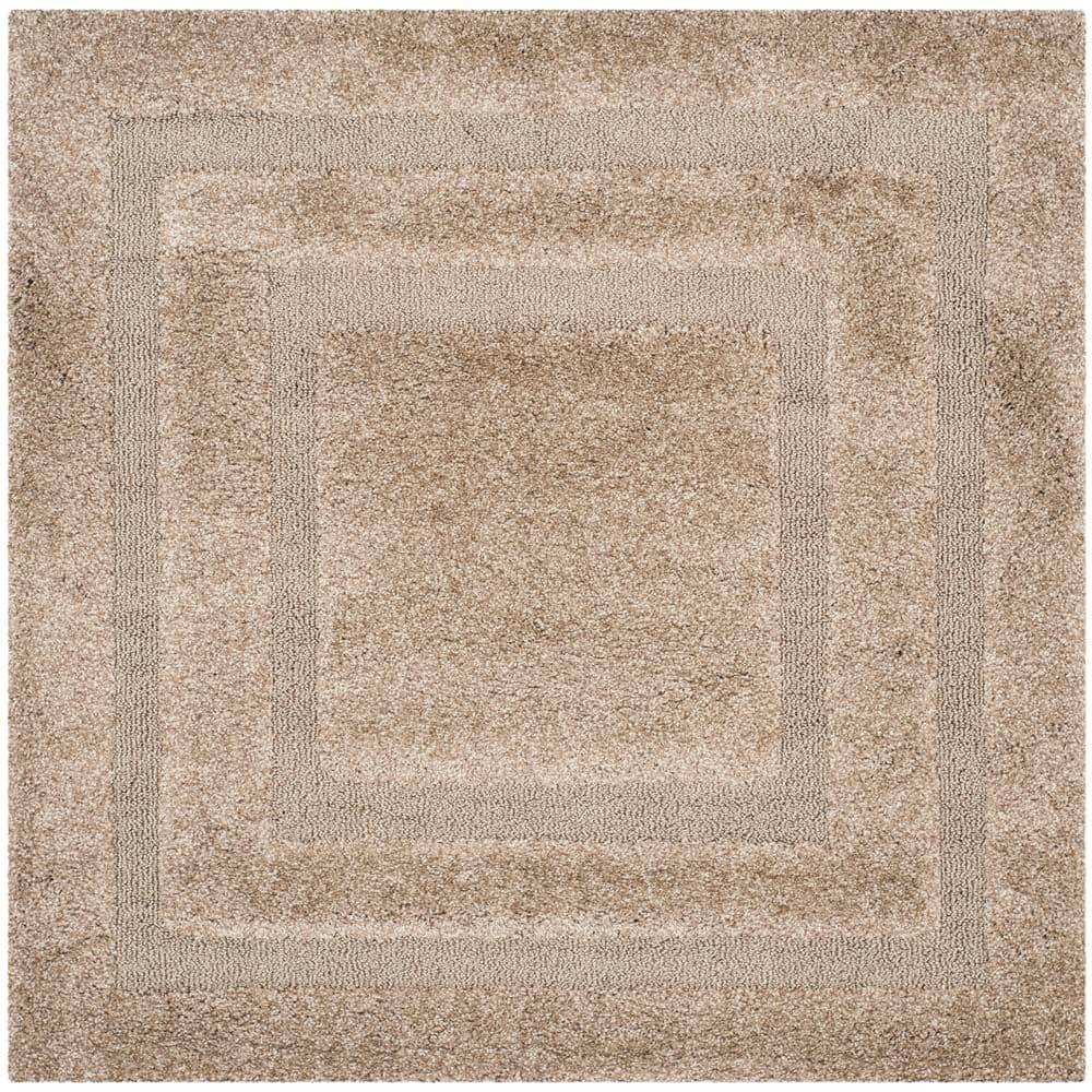 Florida Shag SG454 Power Loomed Indoor Area Rug - Beige/Beige - 4'x4' - Safavieh.