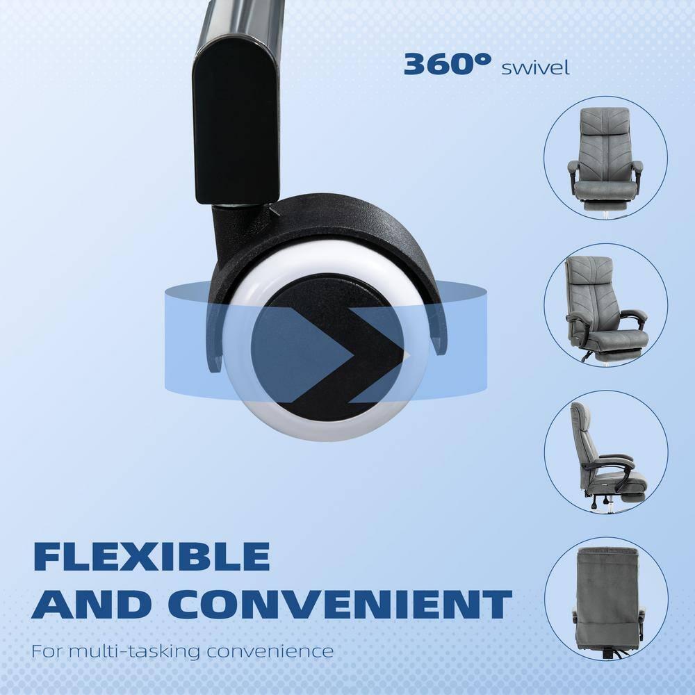 Vinsetto High-Back Ergonomic Office Chair with Footrest, Microfiber Computer Chair with Reclining Function and Armrest, Executive Office Chair, Gray