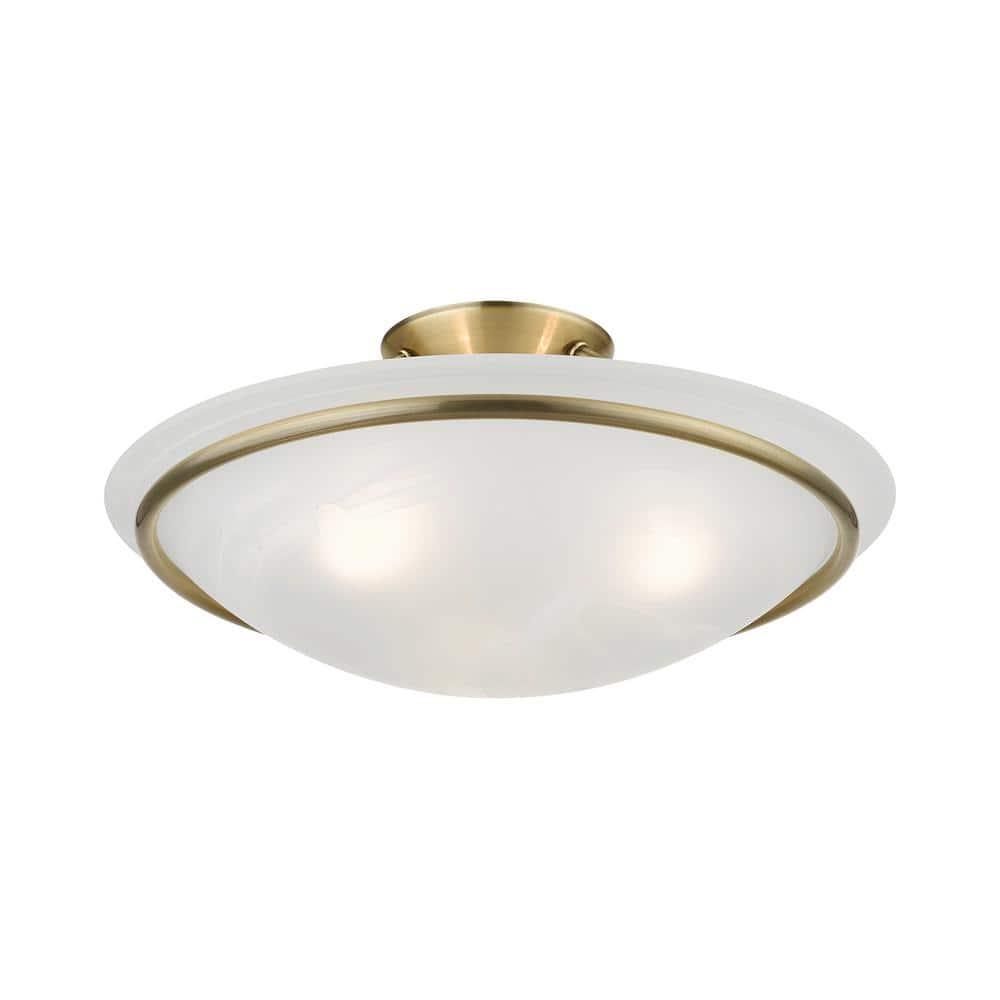Livex Lighting Newburgh 3 - Light Semi-Flush Mount in Antique Brass