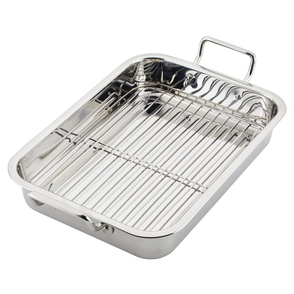 Farberware Farberware Classic Traditions Stainless Steel Roaster / Roasting Pan With Rack, 17-Inch X 12.25-Inch, Stainless Steel