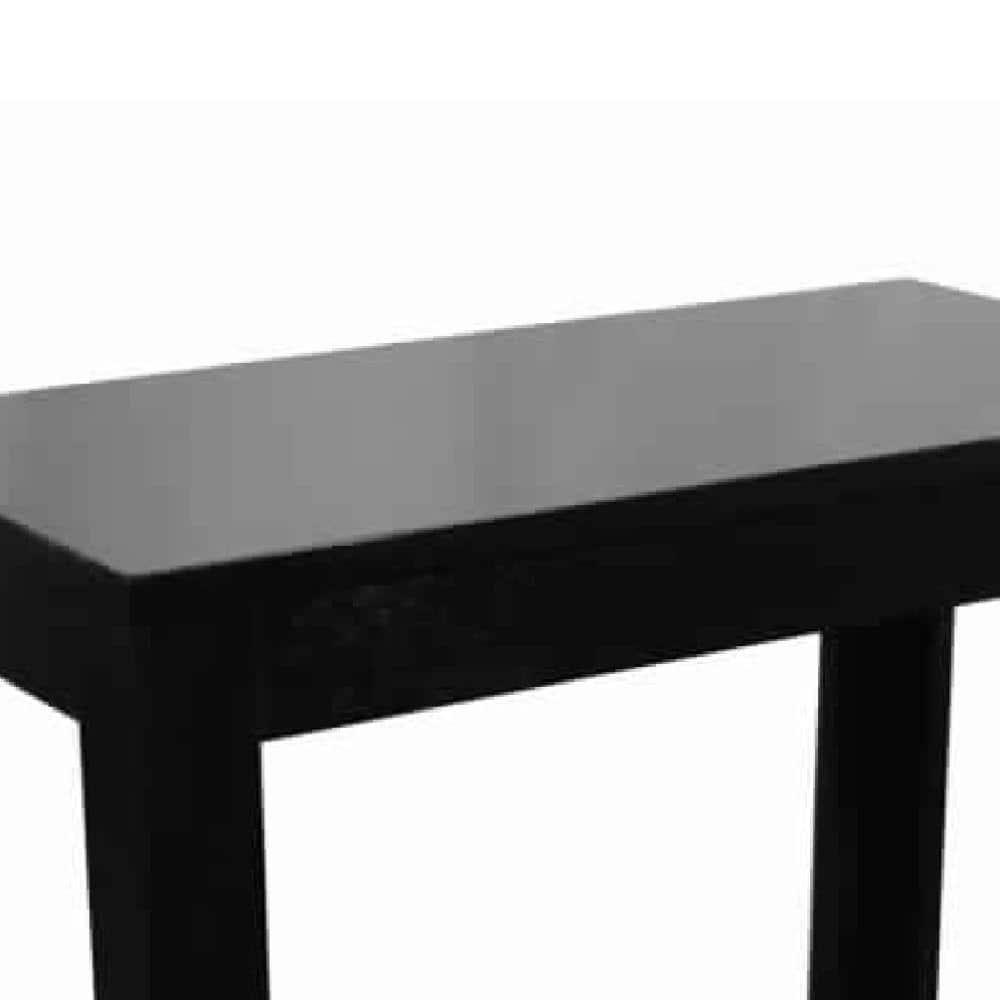 Wooden Chairside Table with Bottom Shelf & Block Legs - Black