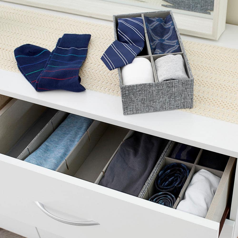 Household Essentials 3pc Drawer Organizer Set Graphite Linen: Stackable Decorative Boxes, Polyester, 12.6"x12.6" Rectangle