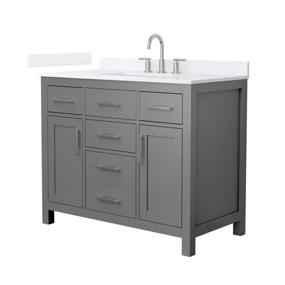 Wyndham Collection Beckett 42" Freestanding Single Bathroom Vanity with Quartz Top