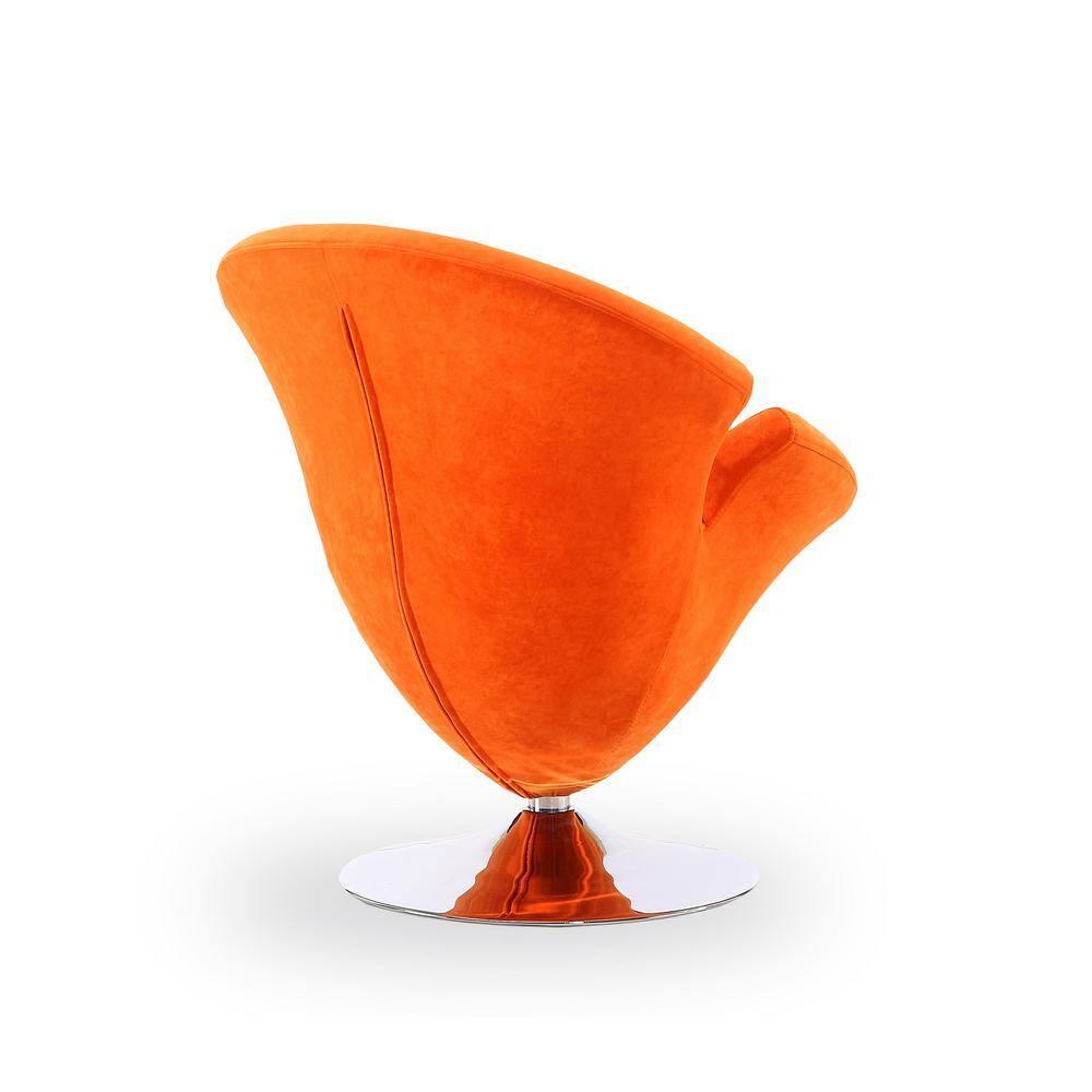 Tulip Velvet Swivel Accent Chair Orange - Manhattan Comfort: Armless, Metal Frame, Semi-Gloss Finish, No Assembly Required
