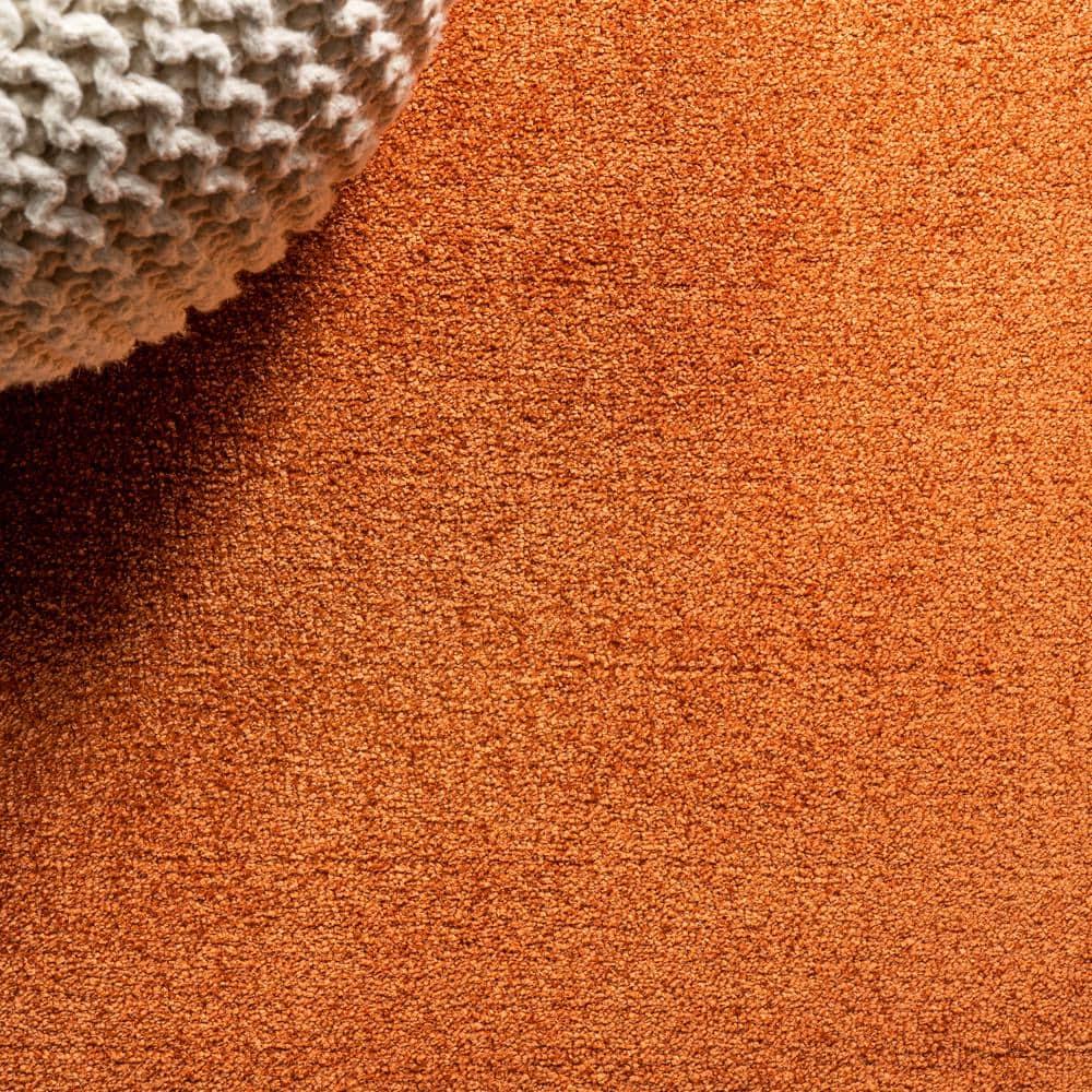 8'x10' Haze Solid Low-Pile Area Rug, Orange - JONATHAN Y