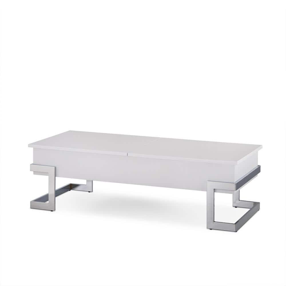 Wooden Coffee Table With Lift Top Storage Space White - Saltoro Sherpi