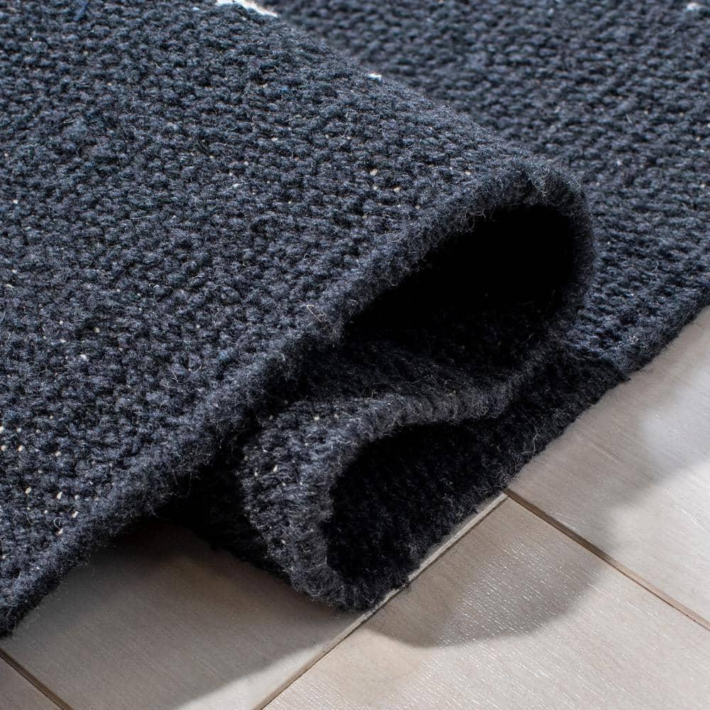 SAFAVIEH Montauk Collection Area Rug - 9' x 12', Black & Ivory, Handmade Flat Weave Boho Farmhouse Cotton Modern Stripe, Ideal for High Traffic Areas in Living Room, Bedroom (MTK313Z)
