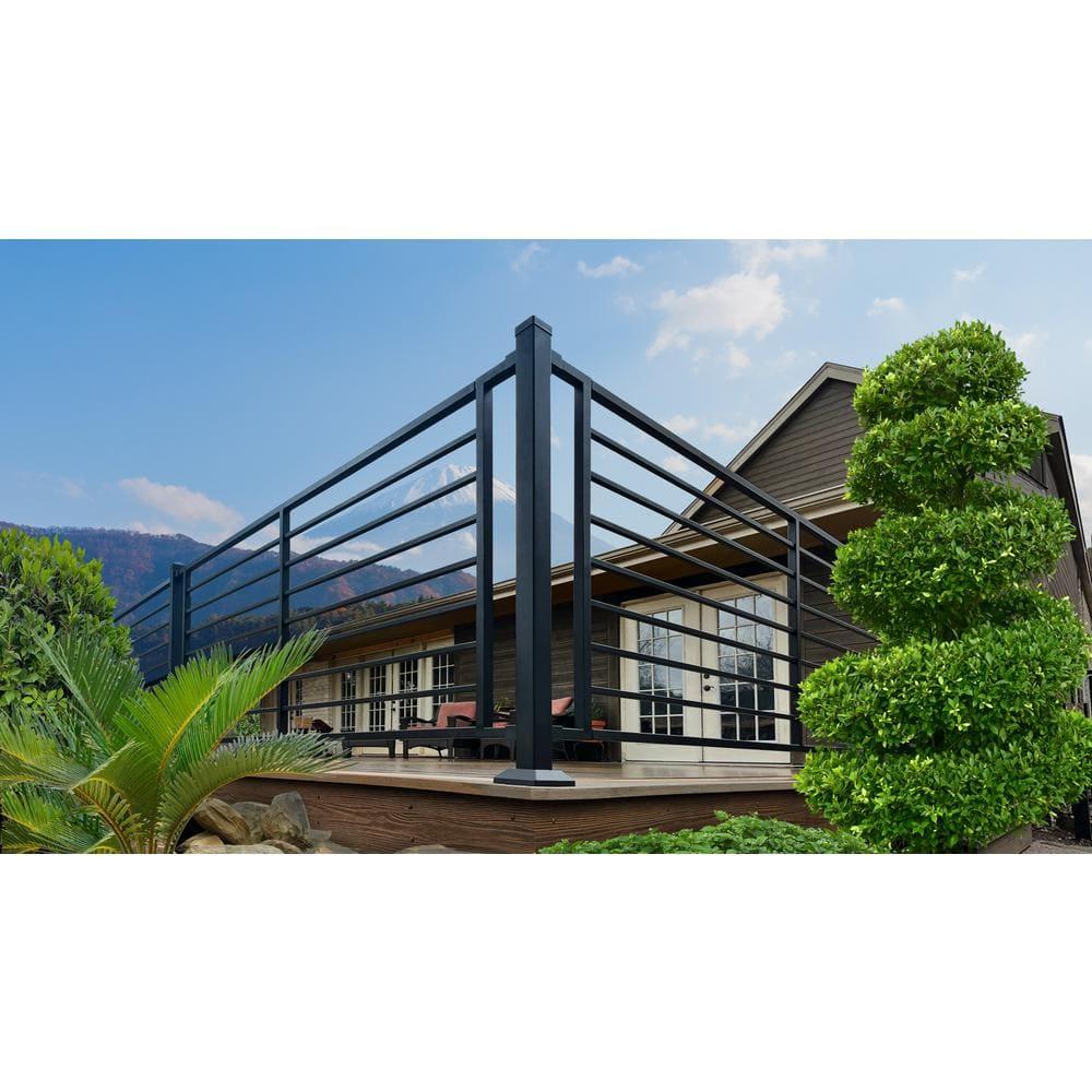 Fortress Building Products Fe26 2 in. x 45.5 in. Steel Railin.g Lin.e Post with Brackets | Wayfair