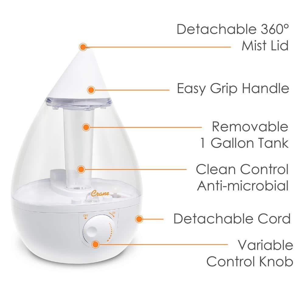Crane USA Drop Cool-Mist Humidifier, 1 Gal.