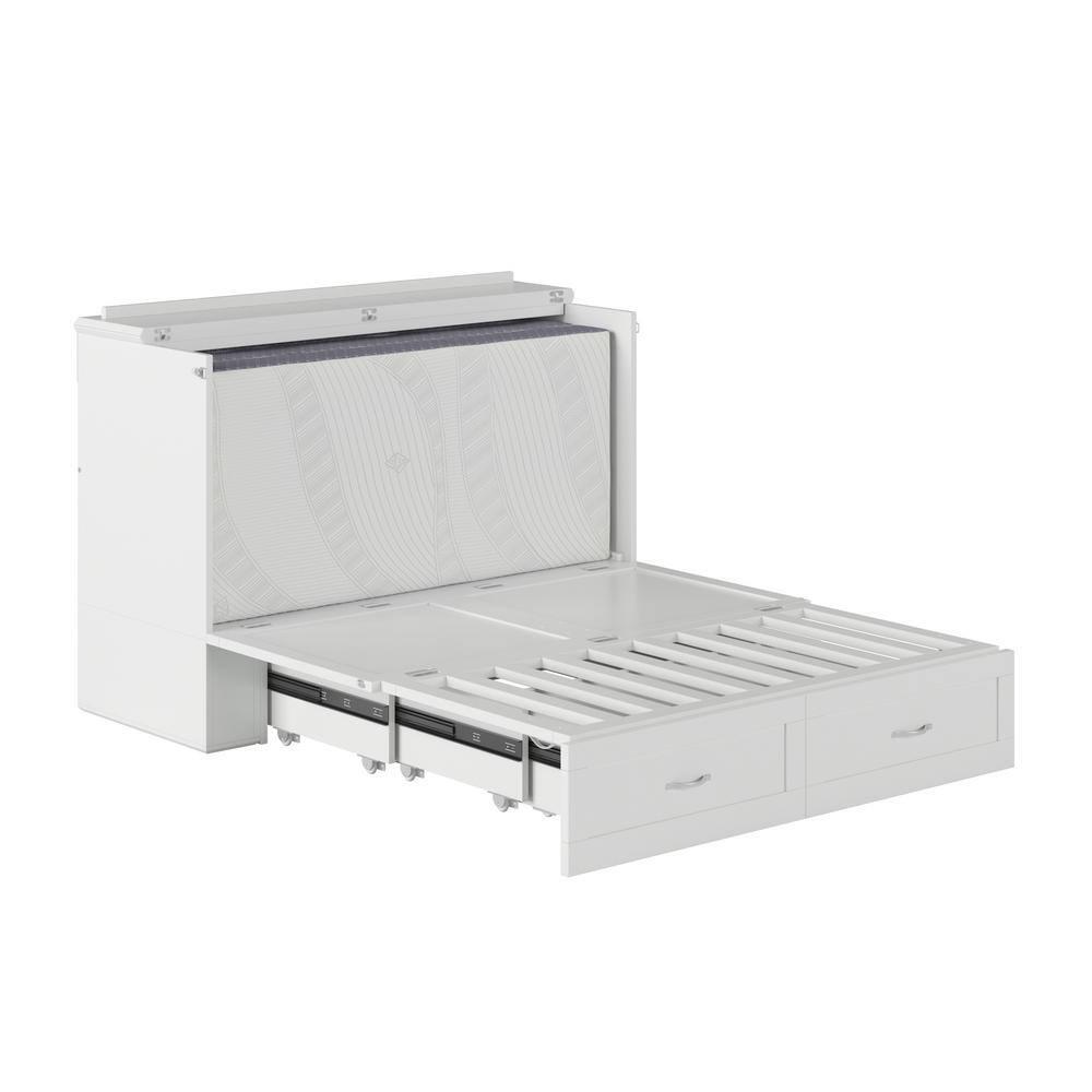 AFI Hamilton Full Solid Wood Murphy Bed Chest with Built-In Charger in White