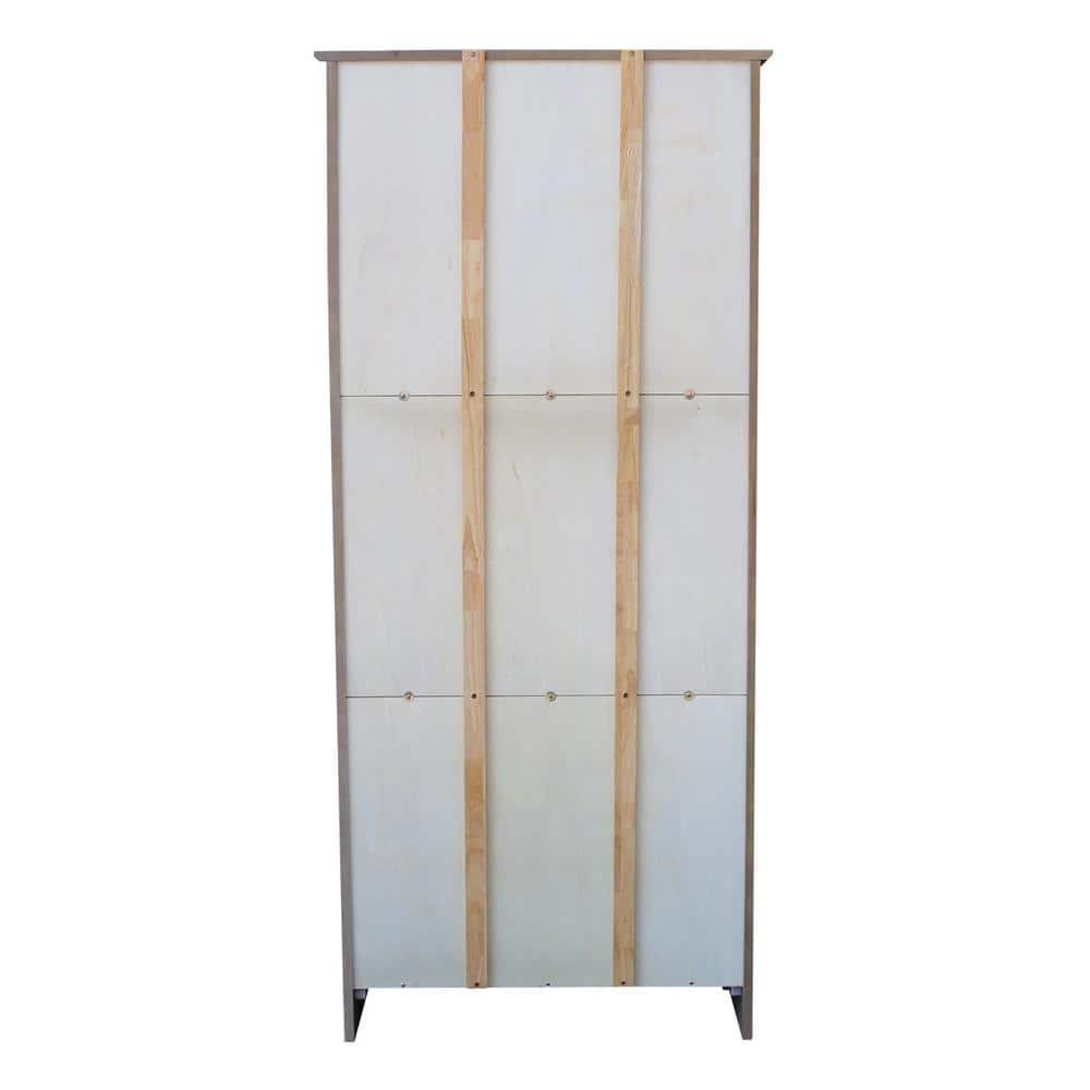 72" Shaker Bookcase Washed Gray/Taupe - International Concepts: Solid Wood, 5 Shelves, Mid-Century Design