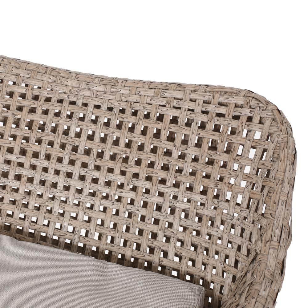 Verano Wicker and Metal Outdoor Barstools with Cushion, Set of 2, Mixed Brown and Beige