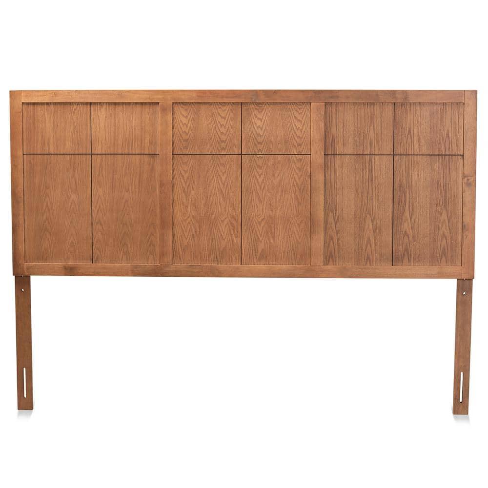 King Monroe Modern and Rustic Wood Headboard Walnut - Baxton Studio: Frame Mounted, 50" Height, No Box Spring Needed