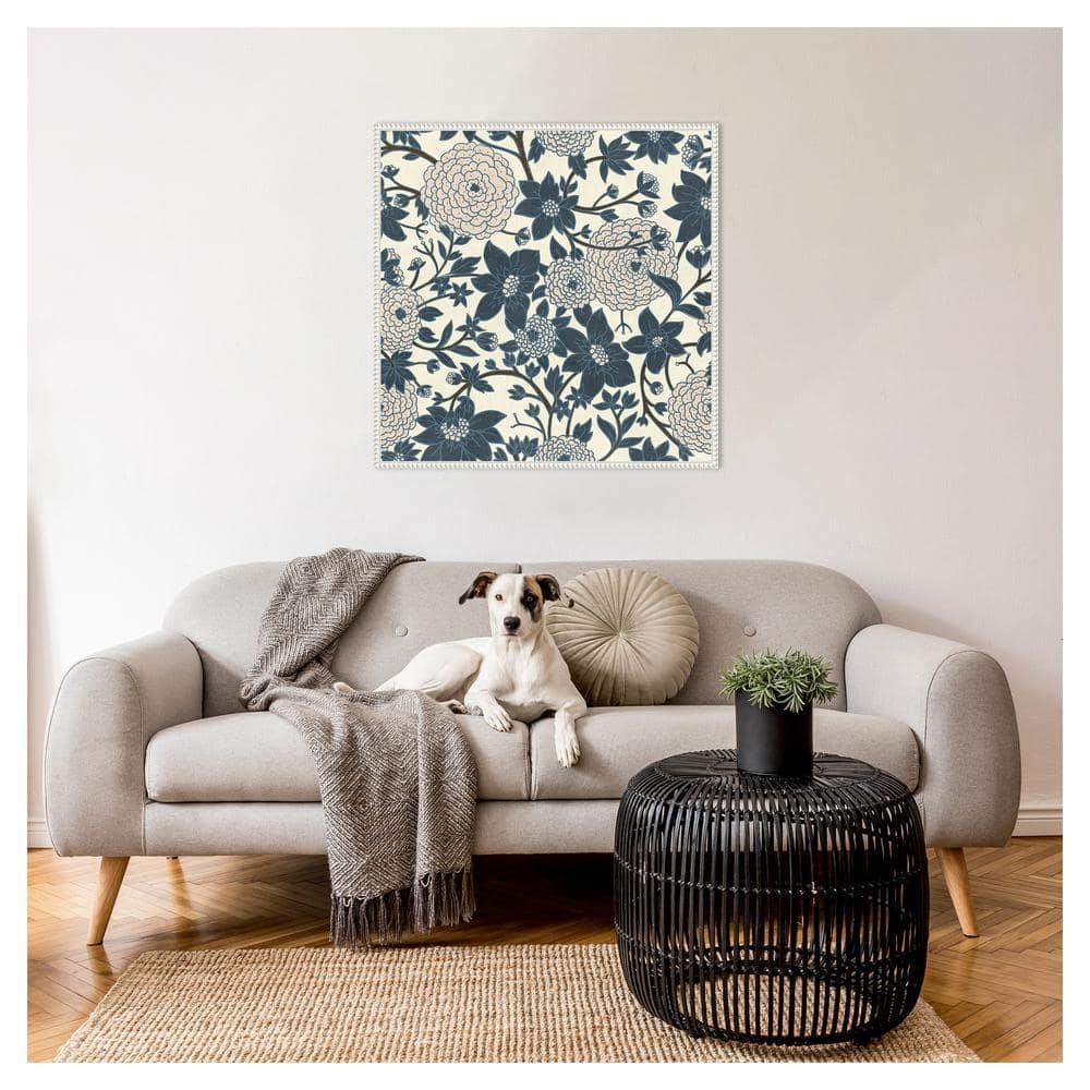 Amanti Art 30"x30" Puff Ball Vines Cream by Katie Oshea Framed Canvas Wall Art Print