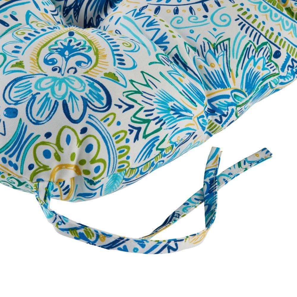 Baltic Paisley 20 in. Plush Outdoor Chair Cushion, Set of 2